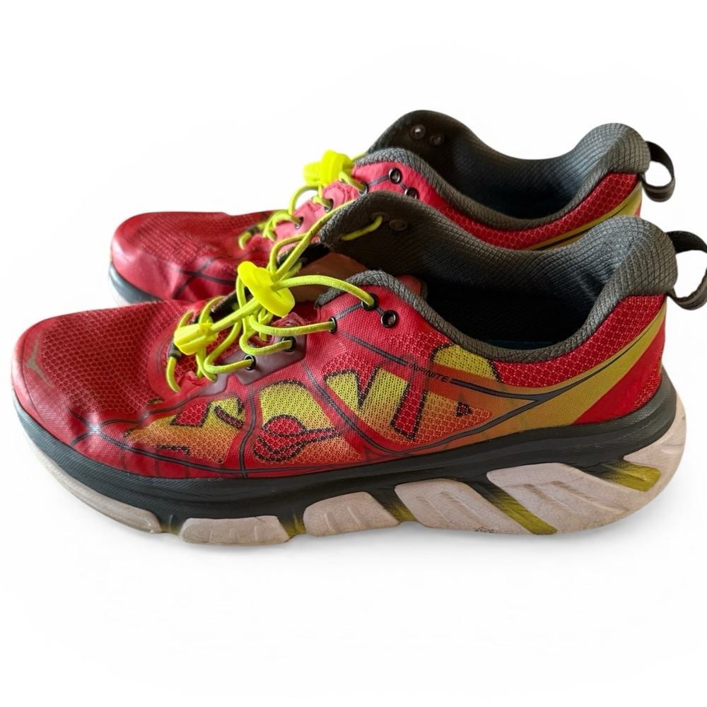 Hoka One One Red and Yellow Athletic Shoes